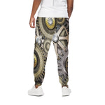 Steampunk Metallic Gears Print Cotton Pants