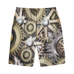 Steampunk Metallic Gears Print Cotton Shorts