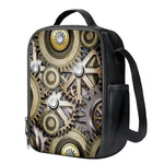 Steampunk Metallic Gears Print Crossbody Lunch Bag