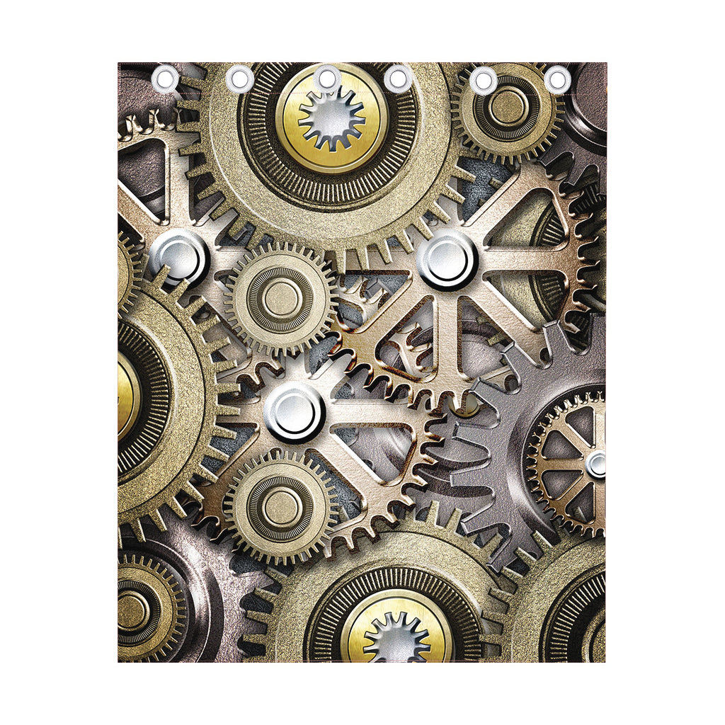 Steampunk Metallic Gears Print Curtain