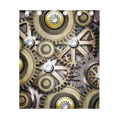 Steampunk Metallic Gears Print Curtain