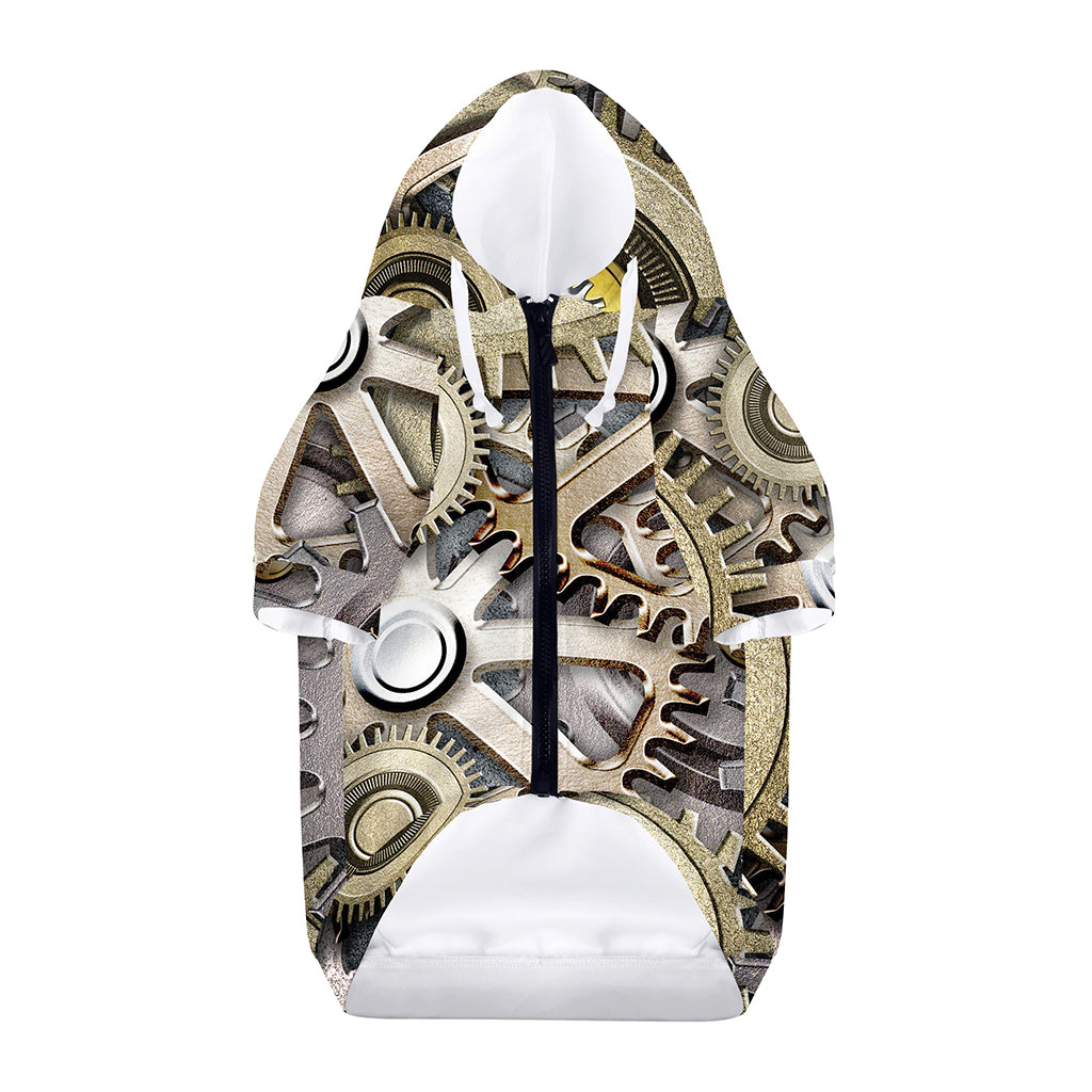 Steampunk Metallic Gears Print Dog Zip Up Hoodie