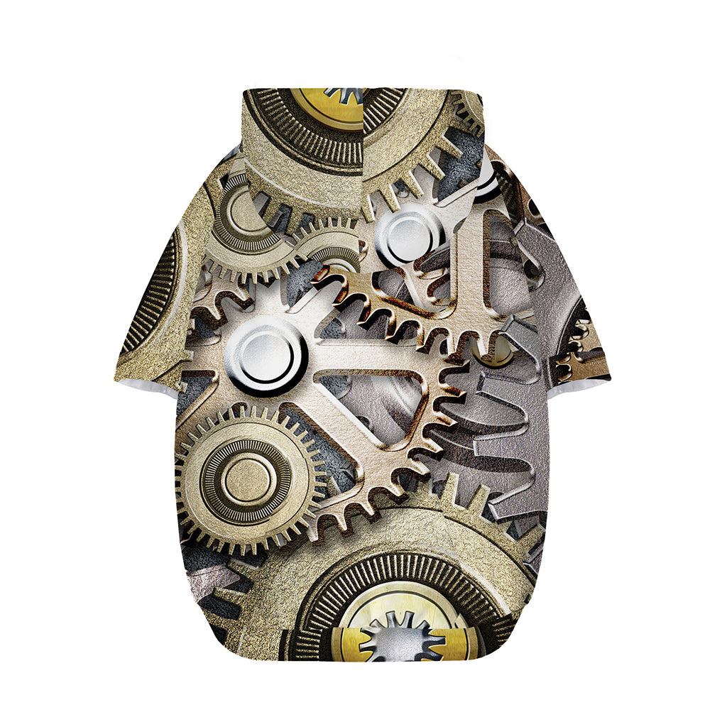 Steampunk Metallic Gears Print Dog Zip Up Hoodie