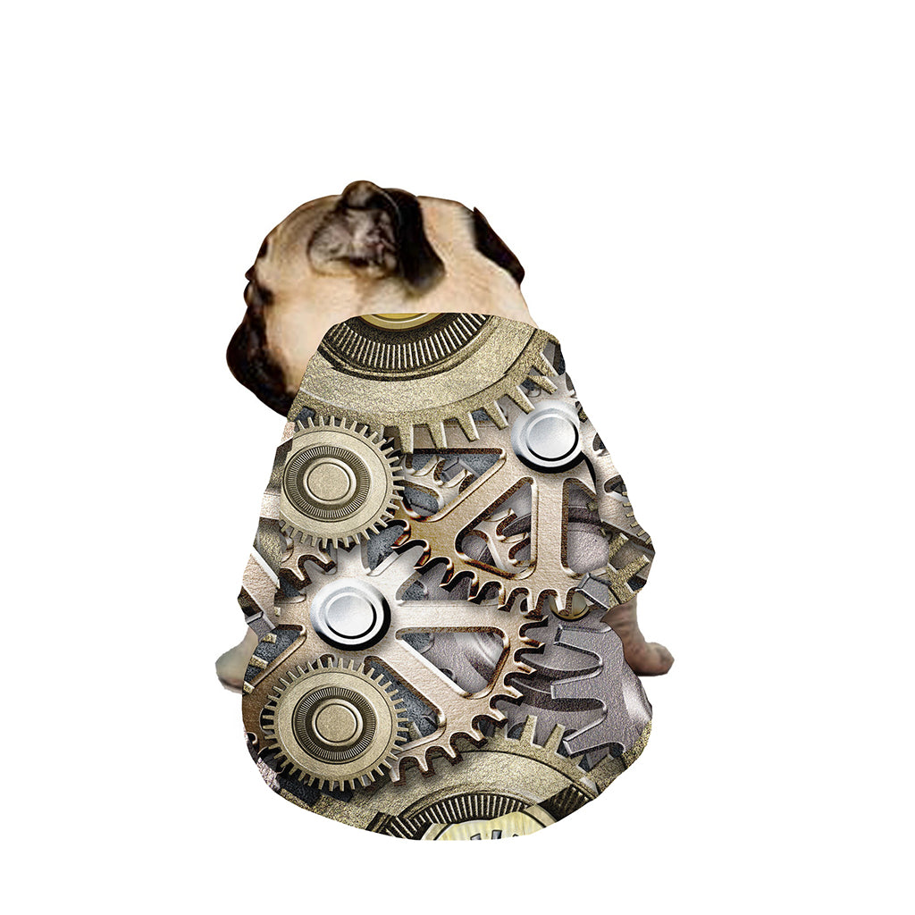Steampunk Metallic Gears Print Dog Zip Up Jacket