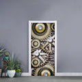 Steampunk Metallic Gears Print Door Sticker