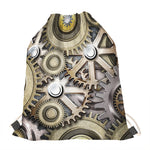 Steampunk Metallic Gears Print Drawstring Bag