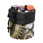 Steampunk Metallic Gears Print Drawstring Makeup Bag