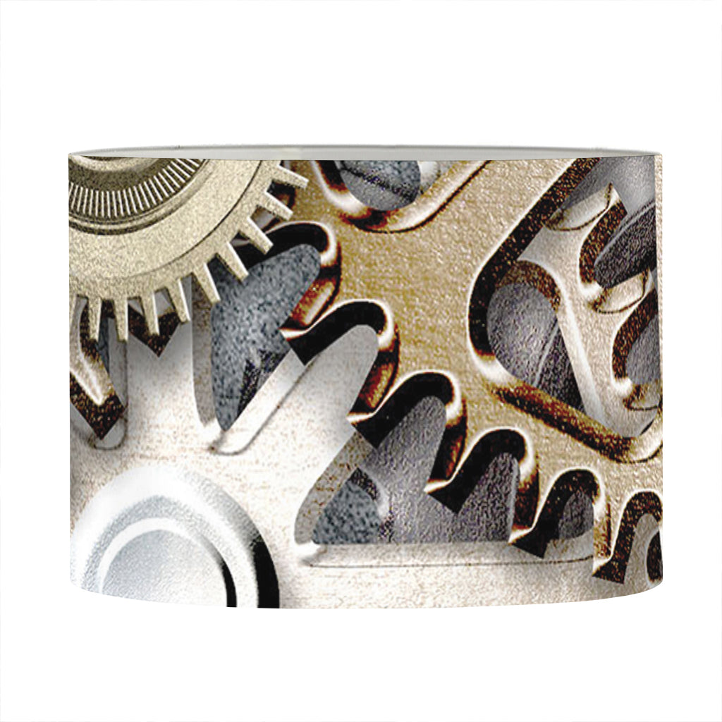 Steampunk Metallic Gears Print Drum Lamp Shade