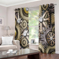 Steampunk Metallic Gears Print Extra Wide Grommet Curtains