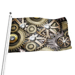 Steampunk Metallic Gears Print Flag