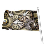 Steampunk Metallic Gears Print Flag