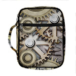 Steampunk Metallic Gears Print Front Pocket Bible Bag