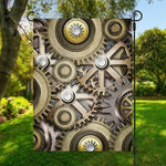 Steampunk Metallic Gears Print Garden Flag