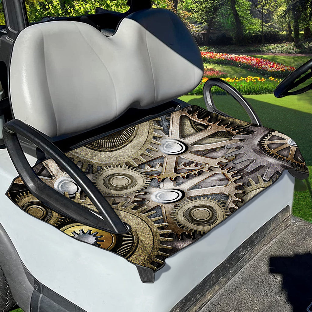 Steampunk Metallic Gears Print Golf Cart Seat Cover