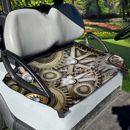 Steampunk Metallic Gears Print Golf Cart Seat Cover