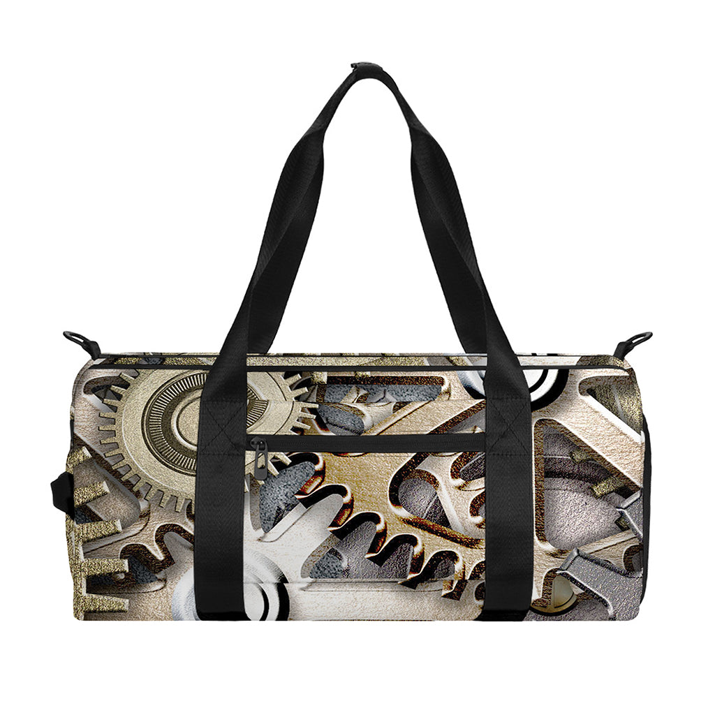 Steampunk Metallic Gears Print Gym Bag