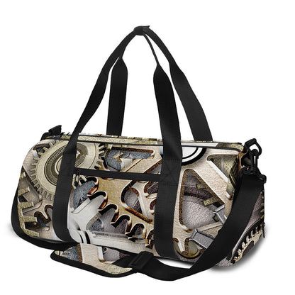 Steampunk Metallic Gears Print Gym Bag