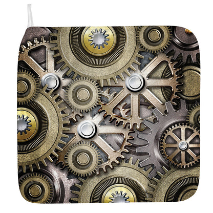 Steampunk Metallic Gears Print Hand Towel