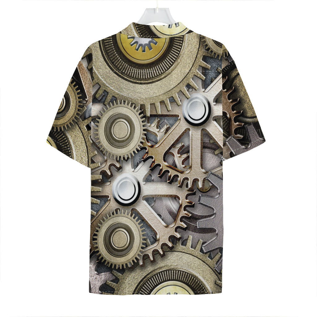 Steampunk Metallic Gears Print Hawaiian Shirt