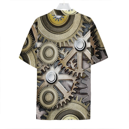 Steampunk Metallic Gears Print Hawaiian Shirt