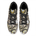 Steampunk Metallic Gears Print High Top Leather Sneakers