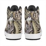 Steampunk Metallic Gears Print High Top Leather Sneakers