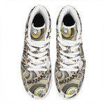 Steampunk Metallic Gears Print High Top Leather Sneakers