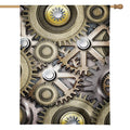 Steampunk Metallic Gears Print House Flag