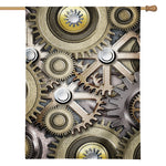 Steampunk Metallic Gears Print House Flag
