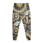 Steampunk Metallic Gears Print Jogger Pants