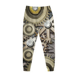 Steampunk Metallic Gears Print Jogger Pants