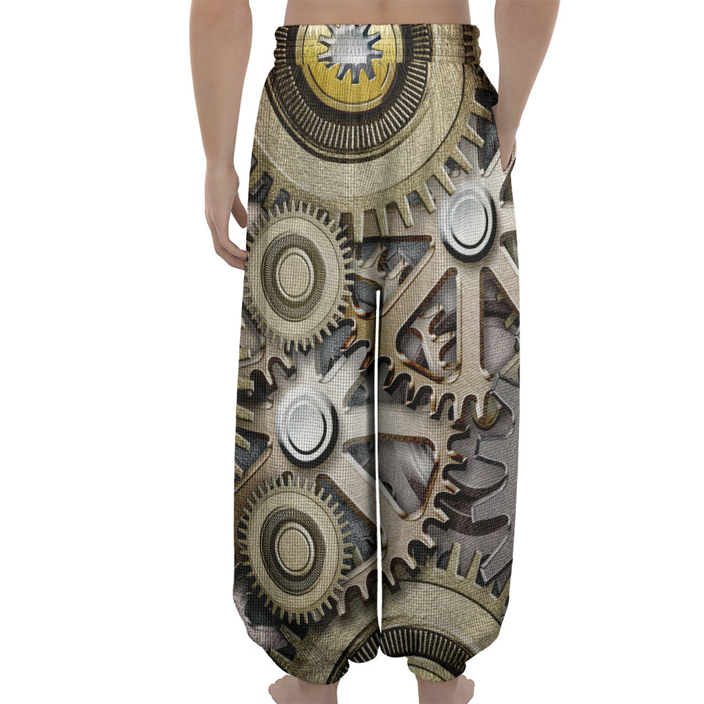 Steampunk Metallic Gears Print Lantern Pants
