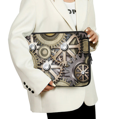 Steampunk Metallic Gears Print Laptop Sleeve