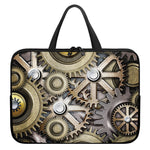 Steampunk Metallic Gears Print Laptop Sleeve With Handle