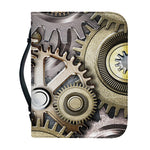 Steampunk Metallic Gears Print Leather Bible Cover