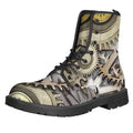 Steampunk Metallic Gears Print Lace-Up Boots