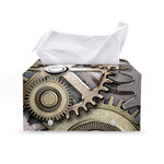 Steampunk Metallic Gears Print Leather Tissue Box Cover