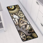 Steampunk Metallic Gears Print Long Kitchen Mat