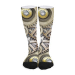 Steampunk Metallic Gears Print Long Socks