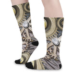 Steampunk Metallic Gears Print Long Socks