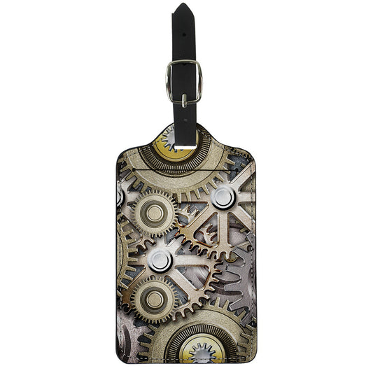 Steampunk Metallic Gears Print Luggage Tag
