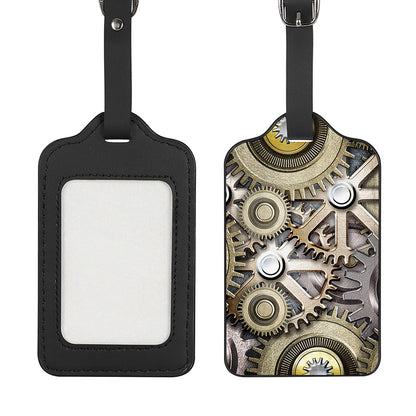 Steampunk Metallic Gears Print Luggage Tag