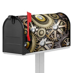 Steampunk Metallic Gears Print Mailbox Cover