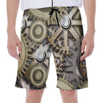 Steampunk Metallic Gears Print Men's Beach Shorts