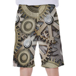 Steampunk Metallic Gears Print Men's Beach Shorts