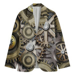 Steampunk Metallic Gears Print Men's Blazer