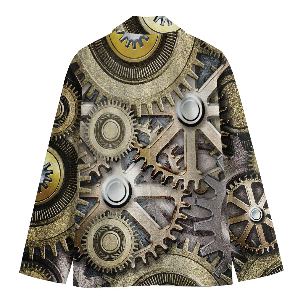 Steampunk Metallic Gears Print Men's Blazer
