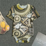 Steampunk Metallic Gears Print Men's Bodysuit