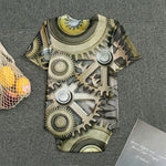 Steampunk Metallic Gears Print Men's Bodysuit