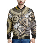 Steampunk Metallic Gears Print Men's Bomber Jacket